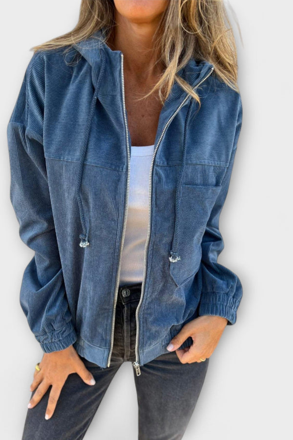 אֵלָה - ז'קט עם כובע עשוי קורדרוי עם רוכסן