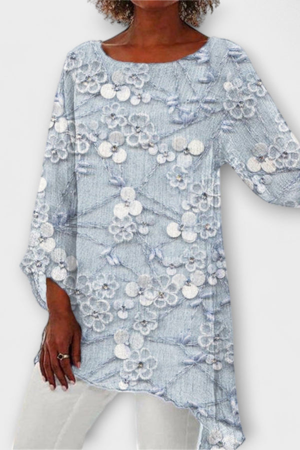 הארפר - חולצה עם הדפס פרחים קריסטלי