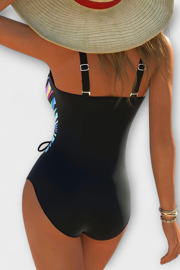 בגד ים אלסטי גבוה אופנתי עם פרטי חזית מצולבים