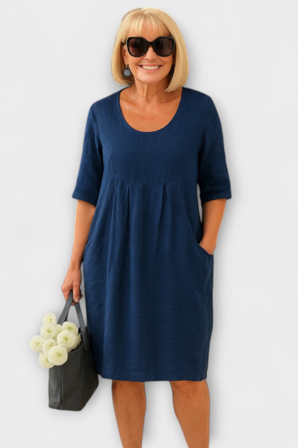 מרלי - שמלת פשתן נינוחה עם כיסים