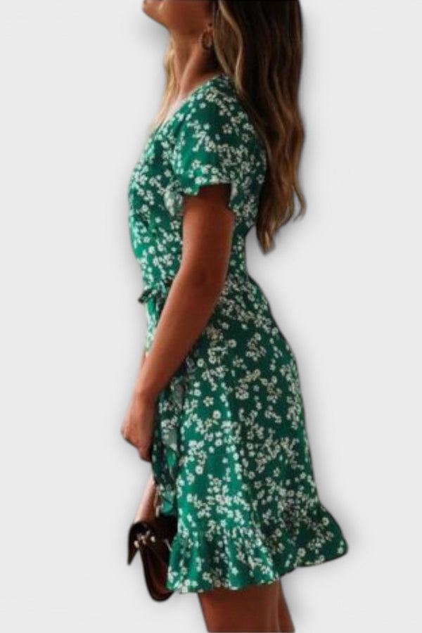 נילסין - שמלת בוהו קצרה בירוק