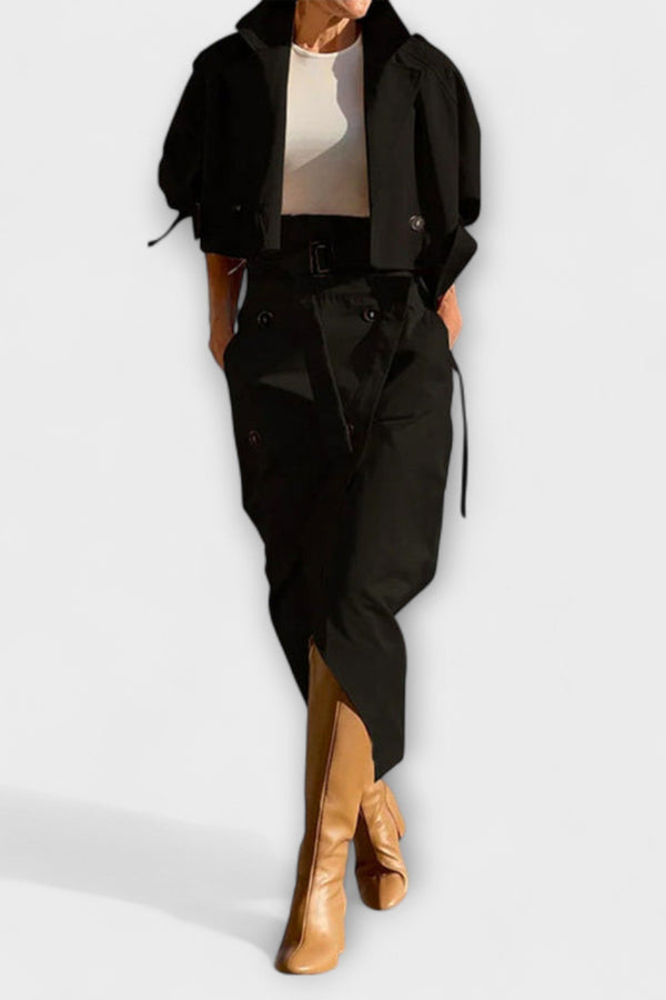 לירה - ג'קט אלגנטי עם חצאית מידי וכיסים