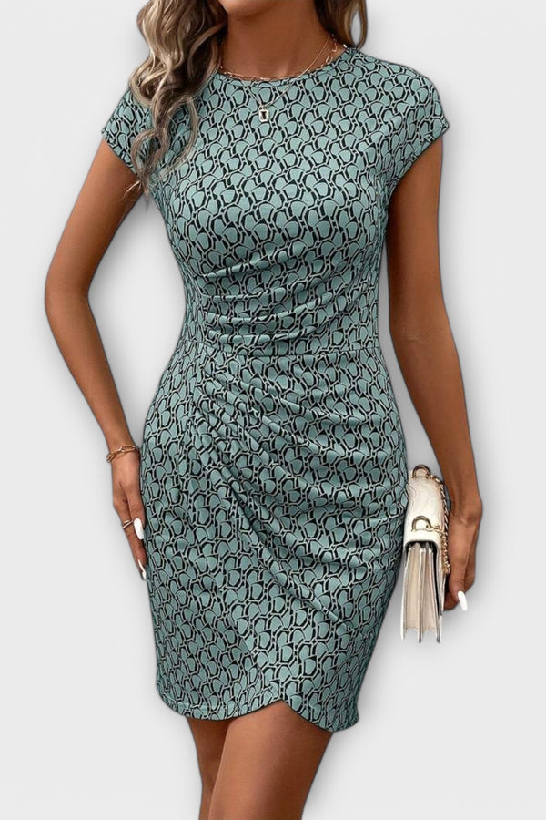 אמה - שמלת טוליפ קצרה עם הדפס כללי