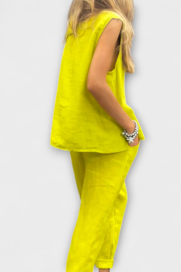 ג'ניפר - חליפת כותנה-פשתן נינוחה