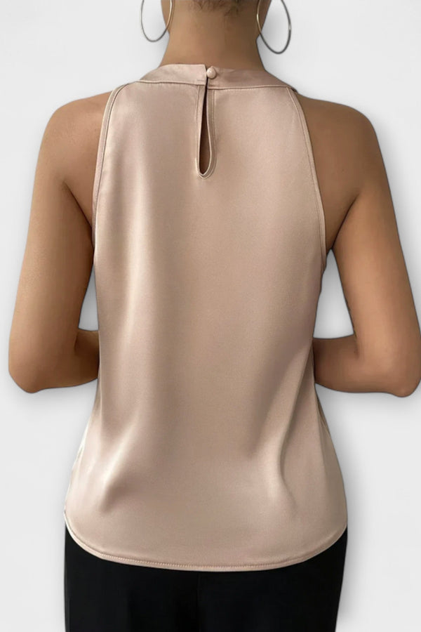 סקיי - חולצת סטן אלגנטית בעיצוב כתף חשופה