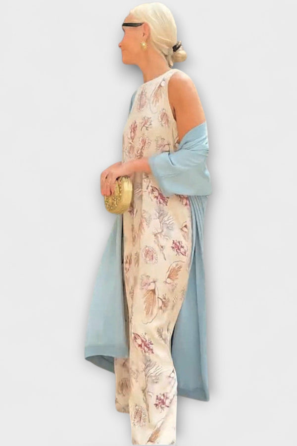 אלבריה – שמלת מקסי עם קרדיגן תואם