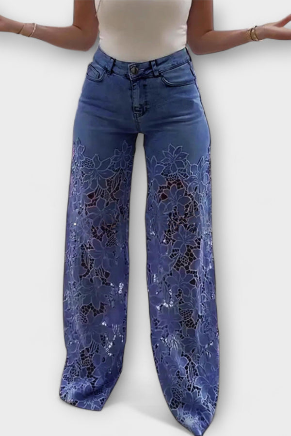 ג'ינס פאטצ'וורק עם תחרה טרנדיים